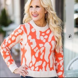 THML Orange and Cream sweater